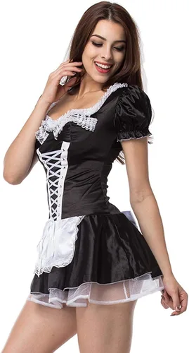 Vista 6 de Lpmadey Women's Anime Cosplay French Apron Maid Fancy Dress Costume Sexy Temptation Uniform Lace Up Playful Maidservant Dress
