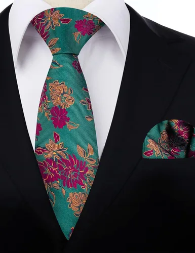 Vista 138 de Alizeal Mens 3.15inches Leaf Flower Pattern Tie with Floral Pocket Square Set
