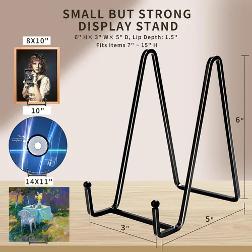 Vista 5 de 3 paquetes de soportes de placa cuadrada de 6" de metal para exhibición, soportes de placa para exhibición que pueden usarse para soportes de fotos