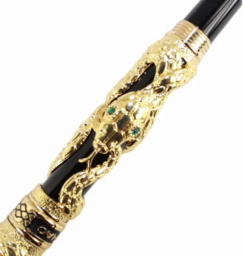 Vista 7 de Gullor Pluma Estilográfica Negro y Plata Antigua Serpiente Patrón 3D (dorado y negro)