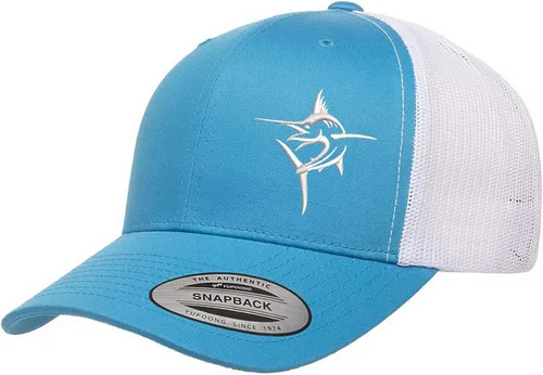 Vista 7 de Embroidered Swordfish Trucker Hat for Men & Women – Adjustable Mesh Back Snapback Baseball Cap for Fishing Negro-swwt