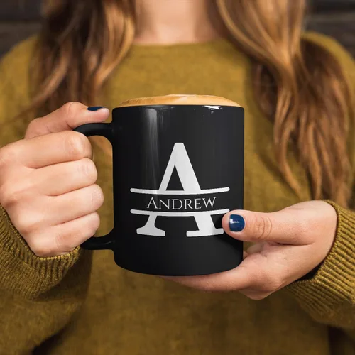 Vista 5 de Taza de café personalizada con monograma, letra inicial A personalizada para mujeres, hombres, niñas, niños, papás, mamás amigos, taza de café