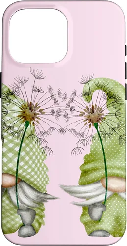 Vista 19 de Gnomos de primavera de diente de león para iPhone 16 para mujeres y divertido estuche de jardinero