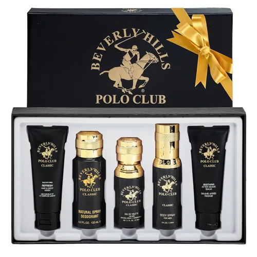 Vista 8 de Beverly Hills Polo Club BHPC Colonia Set de Regalo de 5 Piezas para Hombre Eau de Toillete, Desodorante, Gel de Ducha, Jabón Corporal, Fragancia