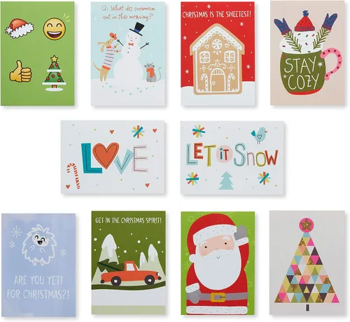 Vista 3 de American Greetings Mini tarjetas de Navidad para cajas de almuerzo para niños, alegría navideña (40 unidades)