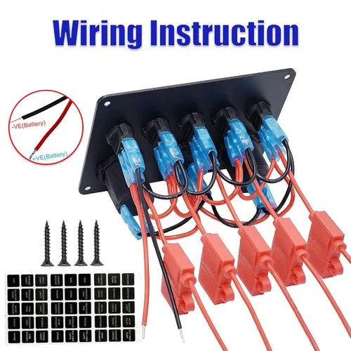 Vista 6 de Panel de interruptor basculante de 5 posiciones con PD Tipo-C, cargador USB, voltímetro digital y salida de 12V para automóvil, barco, camión