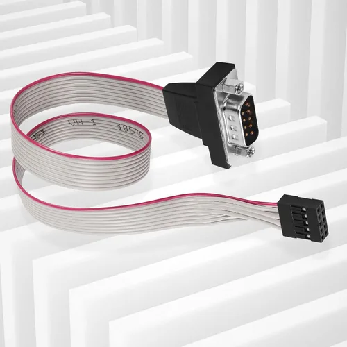 Vista 4 de Cable serie DB9 a 10 pines IDC, paquete de 2 unidades RS232 macho serie a 10 pines (2 x 5) IDC cabezal de placa base cable plano Moun (1.0 ft)