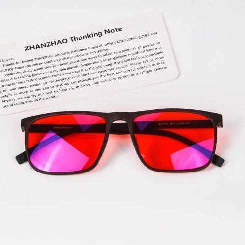Vista 6 de SHINU Buen sueño Gafas de bloqueo de luz azul Hombres Lentes Rojas Anti Luz Verde Elimina la fatiga ocular Gafas Bluelight 078RD