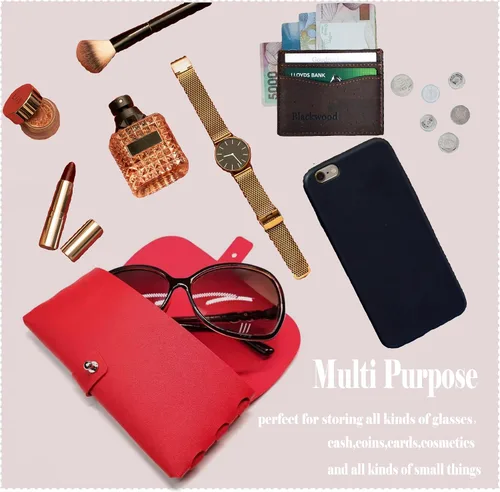 Vista 6 de Onrtry Funda de cuero suave para gafas de PVC con hebilla de uñas de PVC, bolsa de gafas de sol