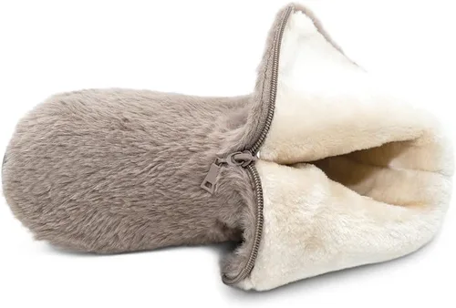 Vista 3 de Botines de invierno para mujer, botas de tobillo, pantuflas cálidas para casa, forro de piel
