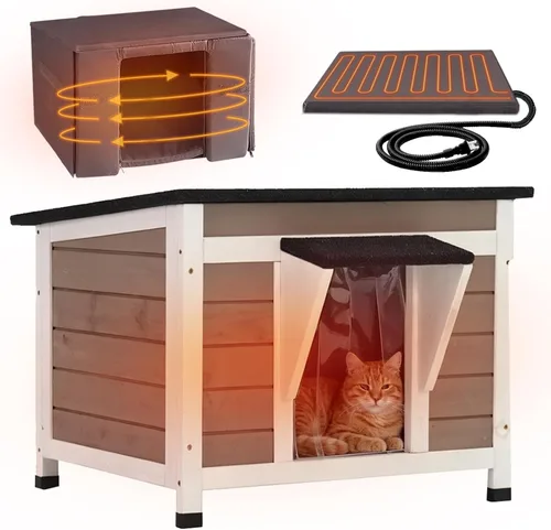 Vista 16 de GUTINNEEN Heated Outdoor Cat House Weatherproof, Insulated Liner, Outside