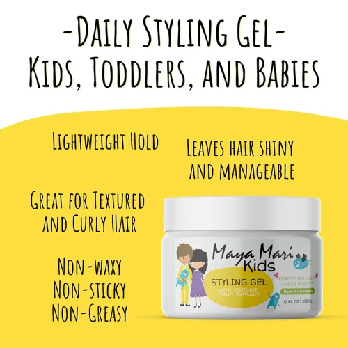 Vista 8 de Maya Mari Juego de cabello rizado para niños para bobinas, rizos y control del encrespamiento: champú 2 en 1, acondicionador sin enjuague y gel