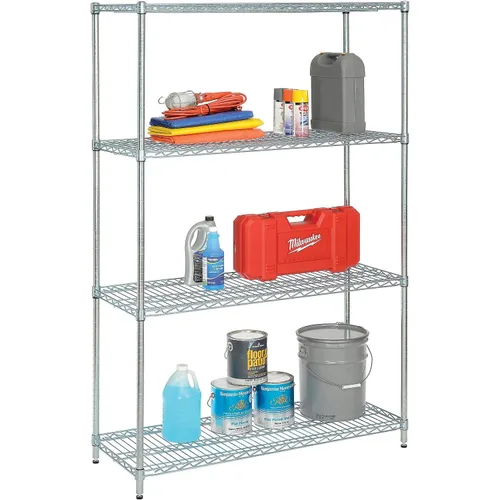 Vista 11 de Nexel Unidad de Estantería de Alambre Ajustable Económica, 4 Niveles, Estante de Almacenamiento Comercial Listado NSF, 18" x 36" x 74", Epoxi Negro