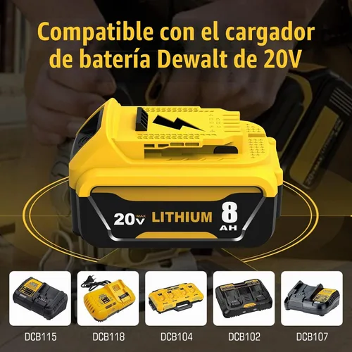 Vista 4 de Paquete de 4 baterías de repuesto 8ah DCB208 para batería Dewalt 20V DCB207 Yellow