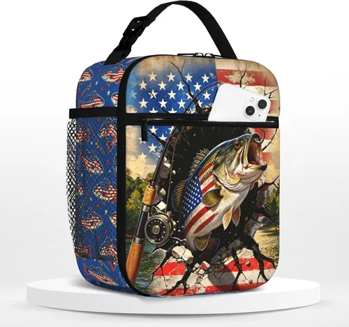 Vista 24 de Lonchera de béisbol para niños, con aislamiento, con diseño de calavera y béisbol, lonchera para niños, escuela, trabajo, oficina, viajes, picnic