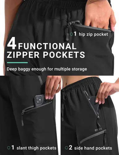 Vista 2 de BVVU Pantalones cargo capri de senderismo para mujer, ligeros, de secado rápido, pantalones deportivos impermeables para exteriores, pantalones
