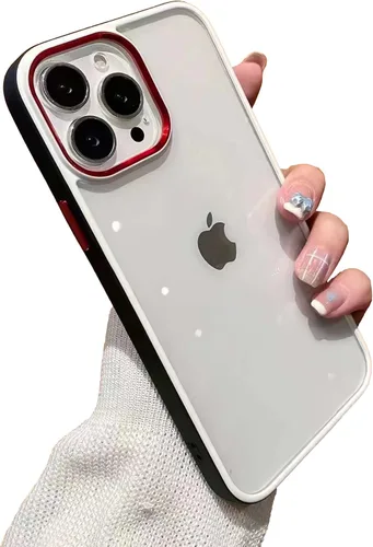Vista 5 de kaitesi Funda transparente para iPhone 11 Pro, funda transparente con agujero para correa, dos tonos, color a prueba de golpes, marco de parachoques