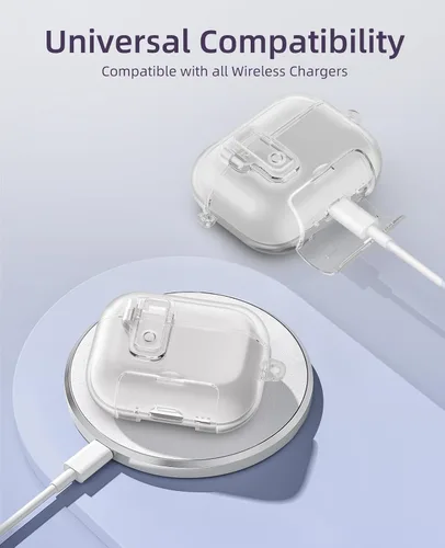Vista 5 de TiMOVO Funda transparente para AirPods Pro 3 (2025) con bloqueo seguro