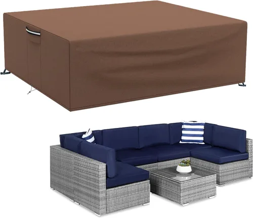 Vista 19 de Fundas para muebles de patio impermeables, resistentes 600D, fundas para muebles de exterior para sofá seccional exterior, resistente al desgarro