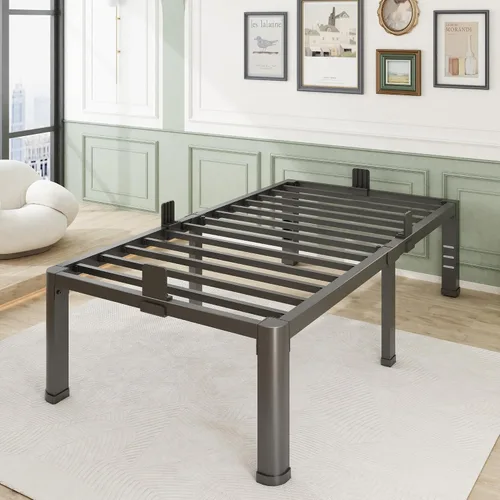 Vista 12 de Firpeesy 14 Inch Twin Size Bed Frame, Sturdiness Metal Twin Platform Bed Frame with Storage, No Box Spring Needed, Noiseless, Ease of Assembly