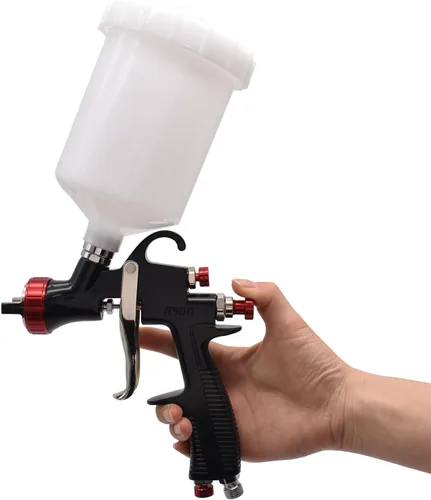 Vista 4 de R500 LVLP - Pistola de pintura de coche de 0.051 in con regulador de aire y separador de aceite de agua, taza de mezcla de pintura y adaptador