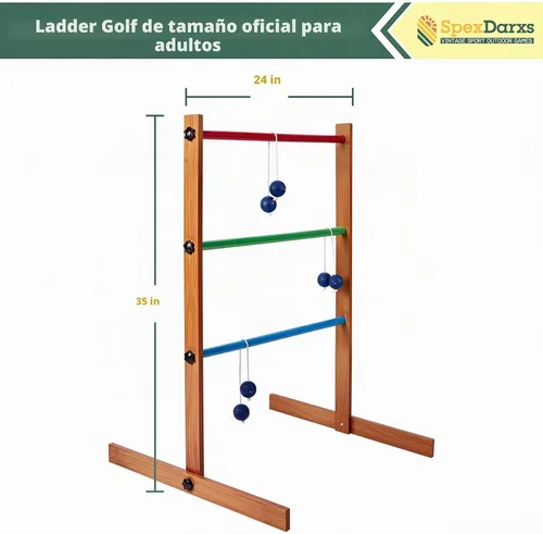Vista 2 de SpexDarxs Juego de pelota de escalera, juego de madera de 35 pulgadas