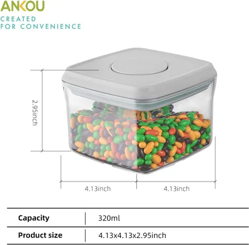 Vista 2 de Ankou Contenedor Hermético para Almacenamiento de Alimentos - 0,32 QT (380ml) Pequeños Contenedores Emergentes con Tapa, Contenedores Apilables Sin
