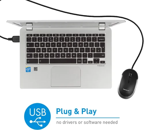Vista 9 de Macally Mini teclado con cable y un ratón con cable silencioso, combina perfectamente con MacBook gris espacial