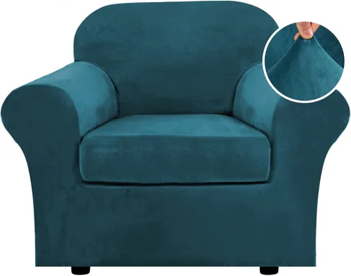 Vista 65 de H.VERSAILTEX - Funda elástica para sofá de 2 piezas, funda protectora de terciopelo, suave, con parte inferior elástica, con un ancho de hasta 49