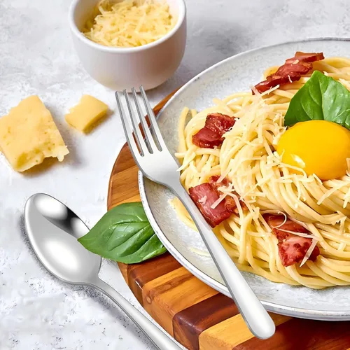 Vista 7 de Unokit Juego de cubiertos de 24 cucharas y tenedores – Tenedores y cucharas de acero inoxidable de grado alimenticio para el hogar, cocina