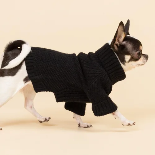 Vista 7 de Fitwarm Suéter de cuello alto para perro, abrigo térmico de punto para mascotas, ropa de invierno para perros pequeños, ropa de gato, negro, XS