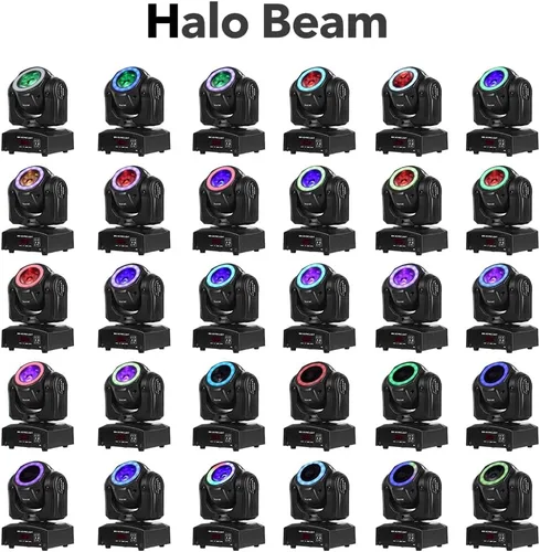 Vista 2 de Luces de DJ de cabeza móvil, luz de escenario RIUKOE Halo Beam luz LED cabeza móvil 60 W DMX sonido para clubes, espectáculos musicales, fiesta