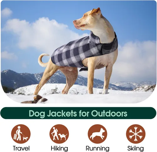 Vista 5 de Kuoser - Abrigo de invierno para perro reversible de estilo británico, abrigo de clima frío para cachorros, ropa resistente al viento, chaleco