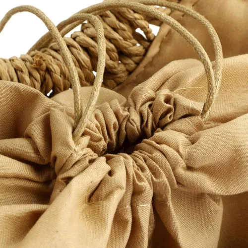 Vista 7 de Bolso de mano de paja tejida con asa superior de verano estilo retro de ratán con correa de hombro extraíble