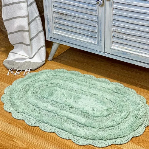 Vista 69 de Chardin home Alfombra de baño de ganchillo beige, alfombra de baño ovalada 100% algodón con borde de ganchillo artesanal hecho a mano, alfombra