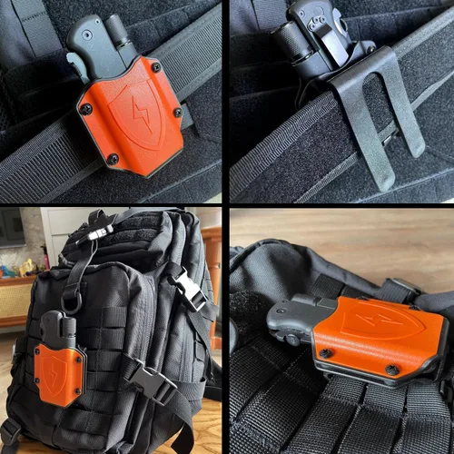 Vista 5 de Funda multiherramienta para la onda de cuero, funda para múltiples herramientas, funda para cinturón con clip compatible con MOLLE (negro)