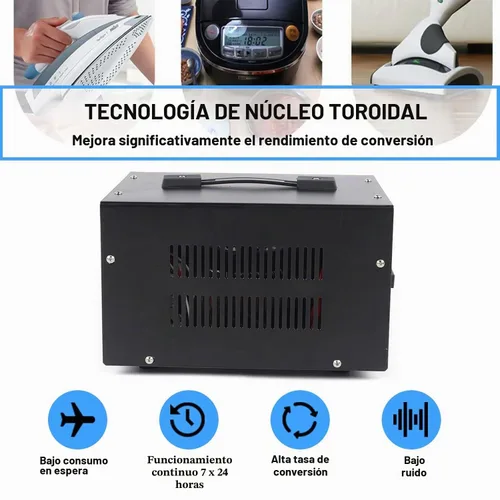 Vista 6 de Convertidor de voltaje Transformador de voltaje de 3000 vatios, Convertidor de corriente AC 220V/110V, Protección contra rotura de circuito, Puerto
