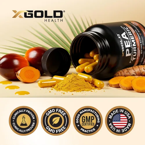 Vista 6 de Palmitoiletanolamida de guisante + curcumina de cúrcuma de 1600 mg - Guisante micronizado 99% puro y 95% curcuminoides de extracto estandarizado