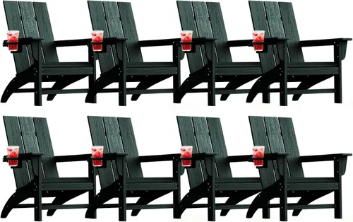 Vista 23 de Silla Adirondack moderna, sillas de patio de plástico HDPE para todo tipo de clima, silla para hoguera, sillas de césped al aire libre para terraza