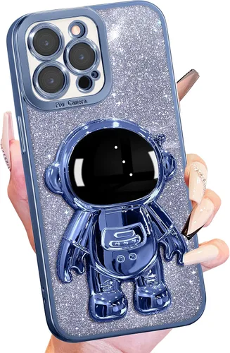 Vista 31 de Buleens Funda para iPhone 11 Pro Max Astronauta, Fundas Transparentes para iPhone 11 ProMax con Papel con Purpurina y Soporte de Astronauta, Mujeres