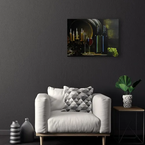 Vista 4 de Northlight Velas parpadeantes con luz LED y lienzo de vino para pared, 15.75 pulgadas, luces ámbar