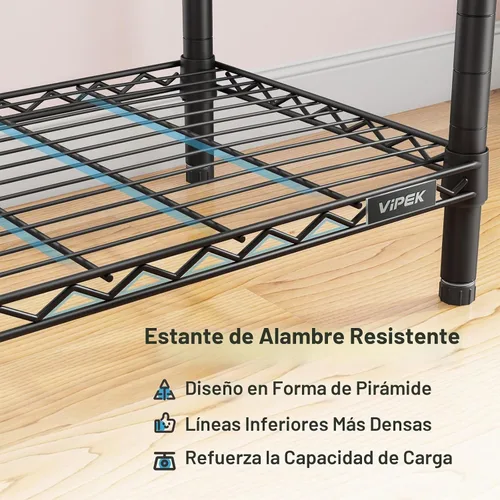 Vista 8 de VIPEK R2C Perchero de Ropa Mediano de Servicio Pesado con Ruedas, Perchero Rodante con Cubierta, Perchero de Ropa Ajustable para Colgar Ropa