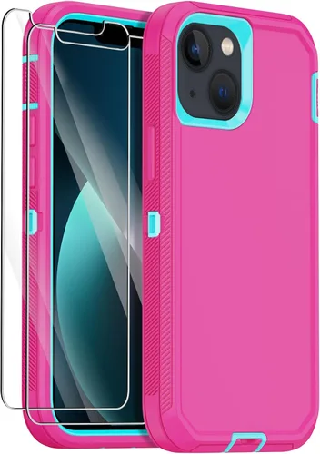 Vista 15 de Funda para iPhone 13 con 2 protectores de pantalla, protección contra caídas a prueba de golpes, cuerpo completo, resistente, 3 capas, militar