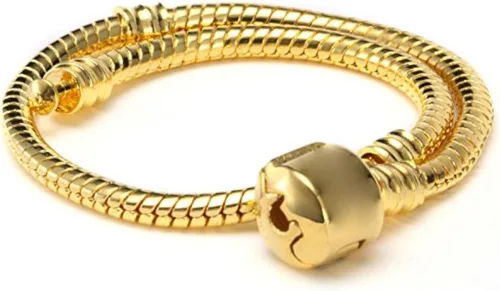 Vista 7 de RUBYCA 10pcs 6.3" Color Oro Broche Europeo Serpiente Cadena Charm Pulsera Fit Charm Beads DIY