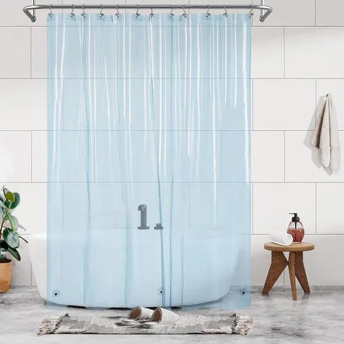 Vista 83 de Barossa Design - Forro de cortina estrecho de PEVA para ducha, con 3 imanes, impermeable, para cabina de baño pequeña, sin PVC, ojales metálicos