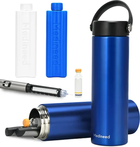 Vista 10 de Medineed Estuche de viaje para insulina aprobado por la TSA, enfriador portátil de medicamentos con paquetes de hielo, organizador de viaje Negro