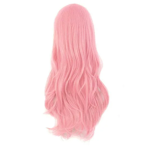 Vista 2 de MapofBeauty - Peluca larga de extremos rizados para cosplay, de 28 pulgadas, para mujer, color rosa