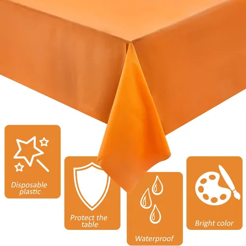Vista 7 de Patelai 6 manteles de plástico desechables de Acción de Gracias para mesas rectangulares, manteles de mesa de otoño para Acción de Gracias y Naranja