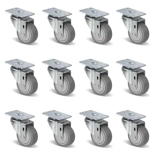 Vista 46 de Ruedas resistentes de 3 pulgadas, ruedas giratorias con frenos, ruedas de placa con rueda de goma para muebles, plataforma, camión, carrito
