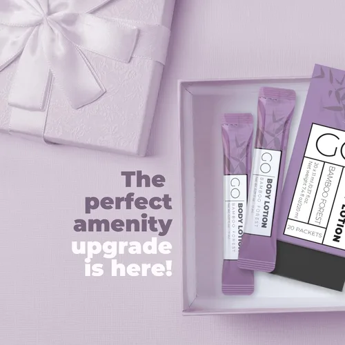 Vista 6 de Go Essentials Paquetes individuales de loción de viaje – Loción corporal y de manos para piel hidratada y artículos de tocador de tamaño de viaje.